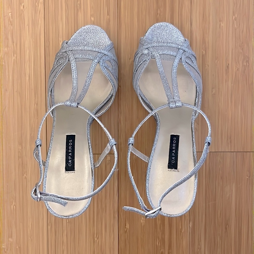 Caparros Sparkly Silver High Heels Size Nine (Worn once)